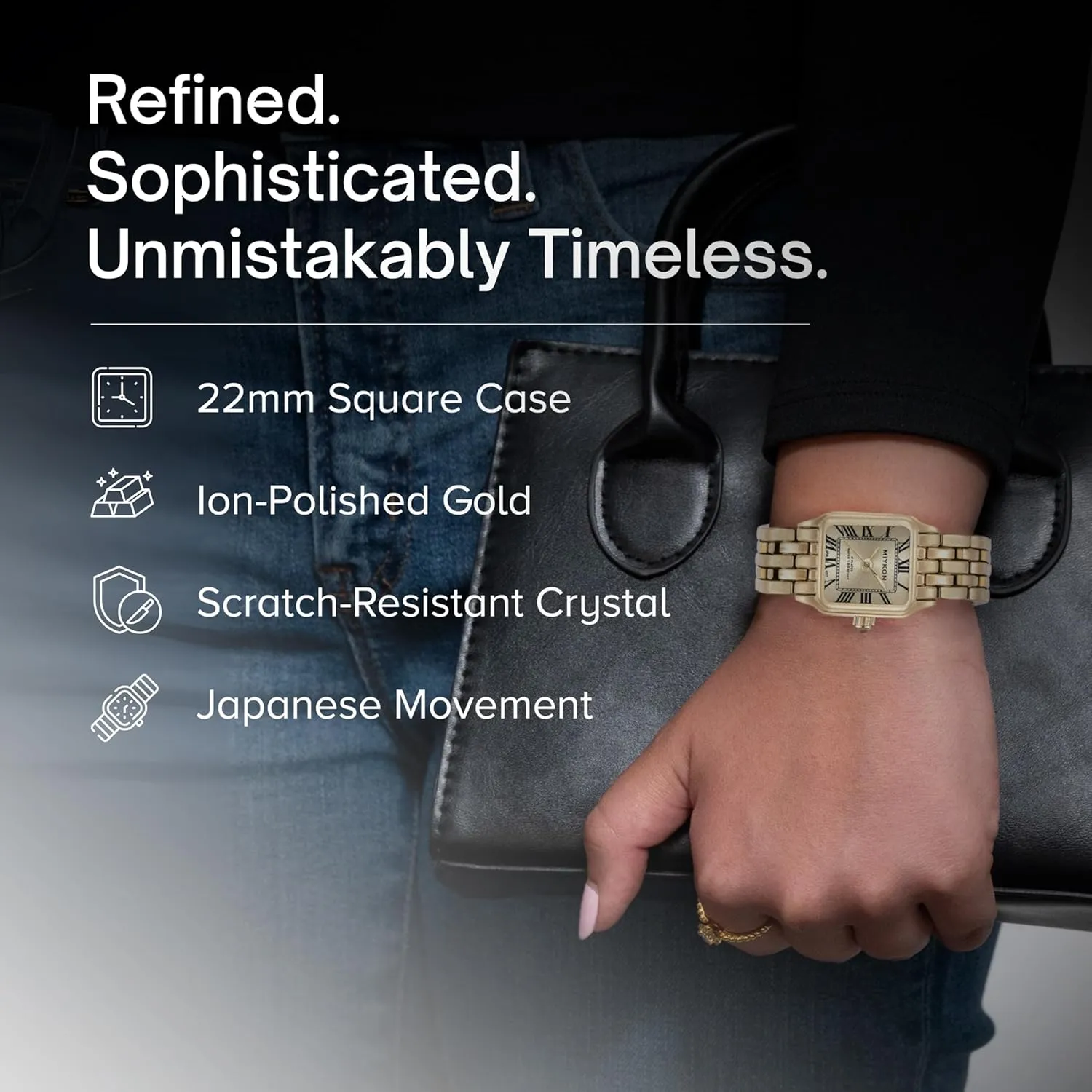 Miykon Dainty Watches for Women, Vintage Small Face Square Womens Watch, Classic Luxury Style Bracelet Watch for Petite Thin Wrists, Cute & Unique Japanese Quartz, Waterproof to 100ft