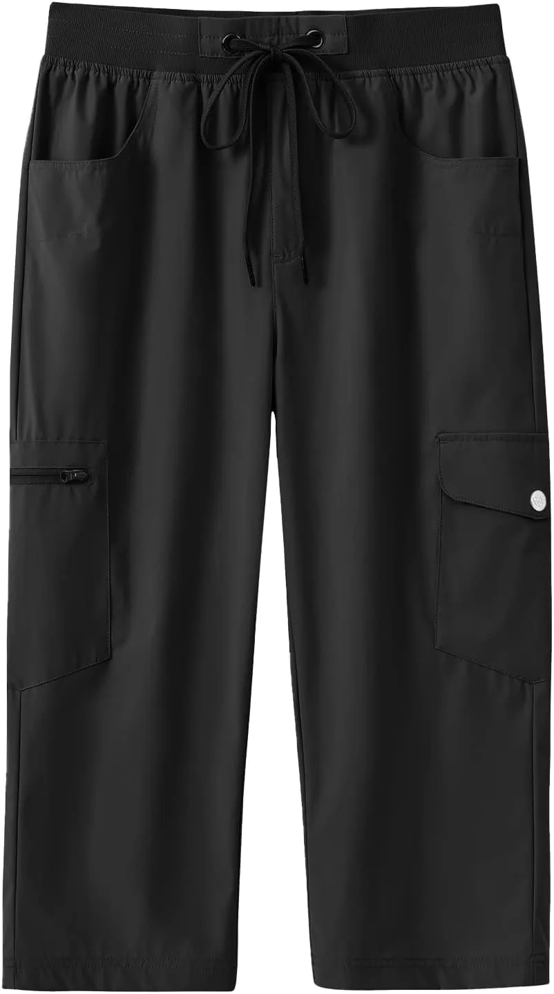 MoFiz Capri Pants for Women Lightweight Ice Cool Capris for Women Casual Summer Trip Loose Shorts with Zipper Pockets