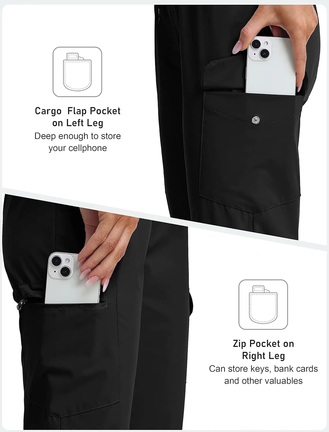 MoFiz Capri Pants for Women Lightweight Ice Cool Capris for Women Casual Summer Trip Loose Shorts with Zipper Pockets