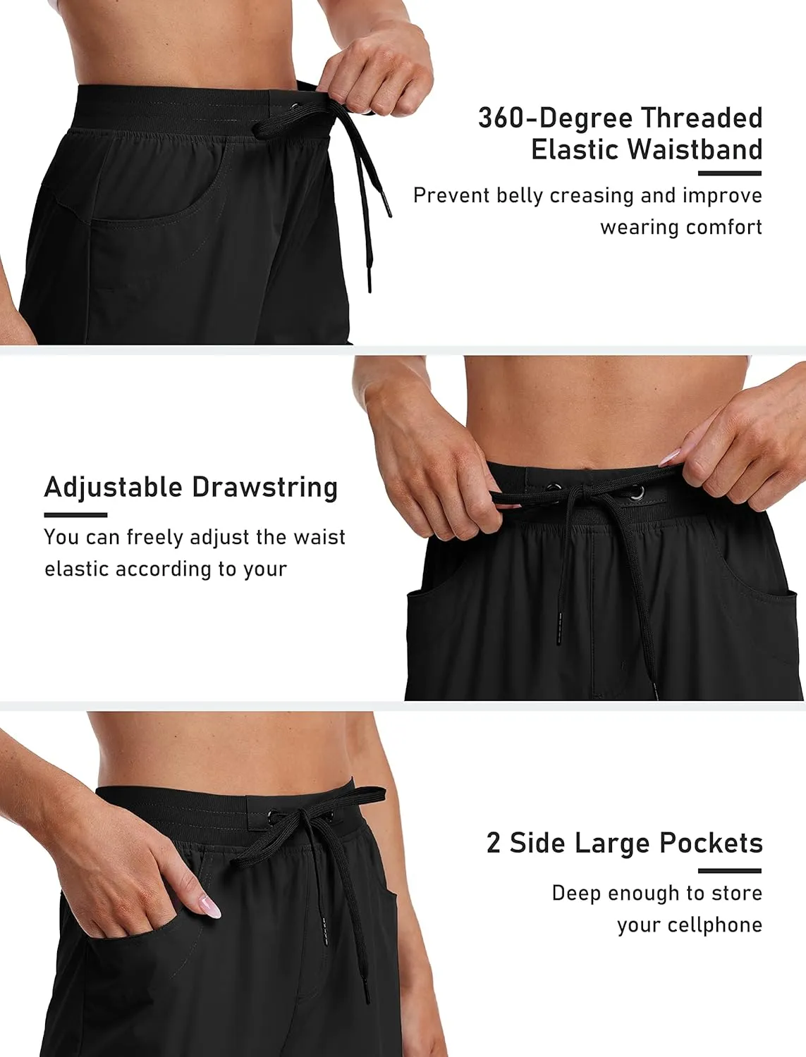MoFiz Capri Pants for Women Lightweight Ice Cool Capris for Women Casual Summer Trip Loose Shorts with Zipper Pockets