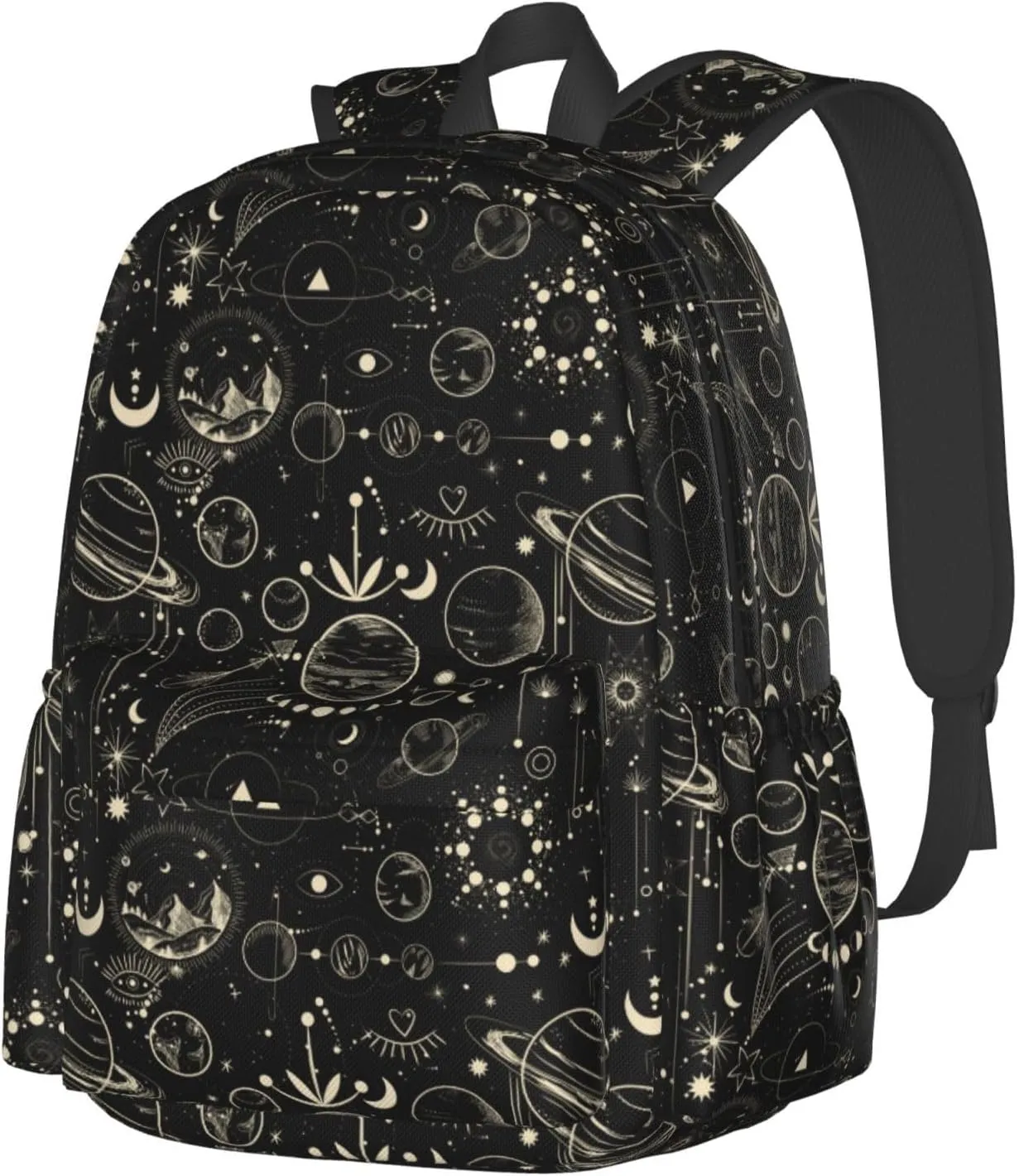 Moon Phase Waterproof Backpack Adjustable Shoulder Straps Bag Large Capacity Casual Daypack Bookbag For Travel Work