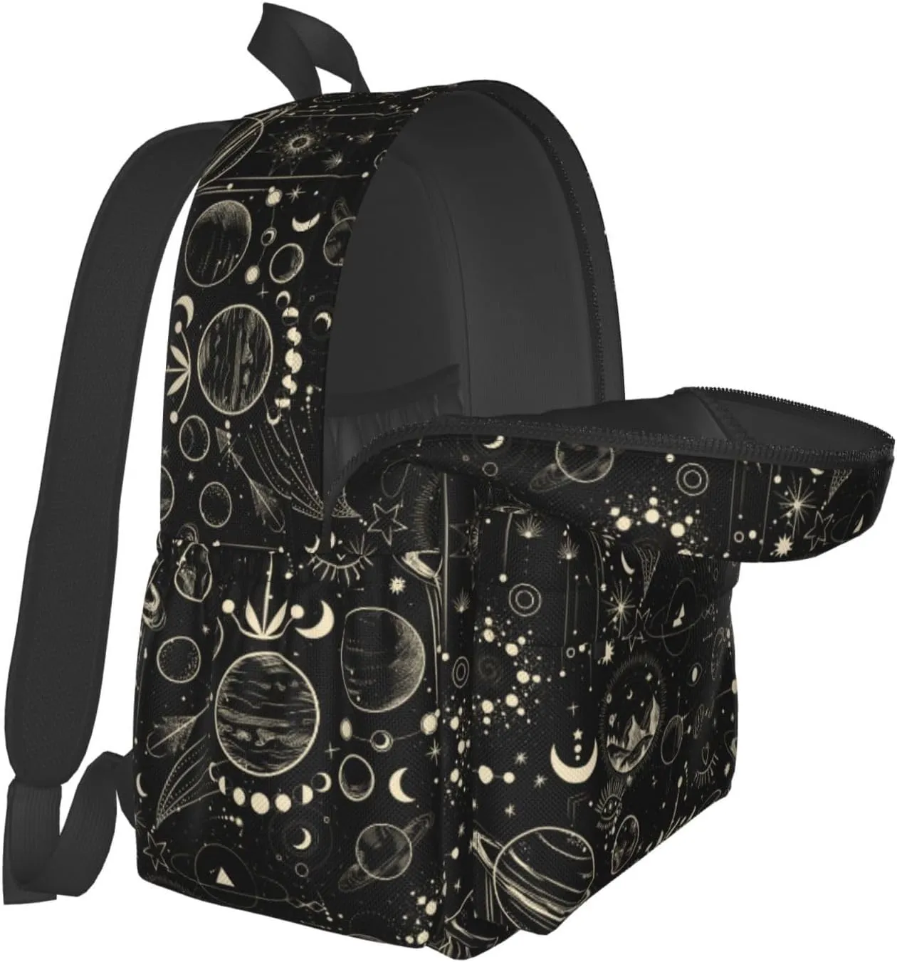 Moon Phase Waterproof Backpack Adjustable Shoulder Straps Bag Large Capacity Casual Daypack Bookbag For Travel Work