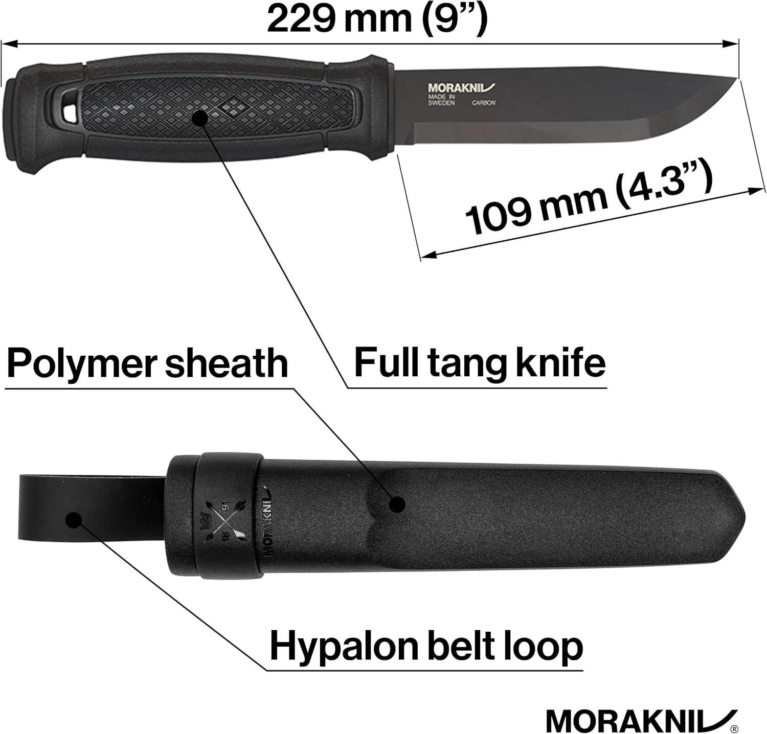 Morakniv Garberg Full Tang Fixed Blade Knife with Carbon Steel Blade