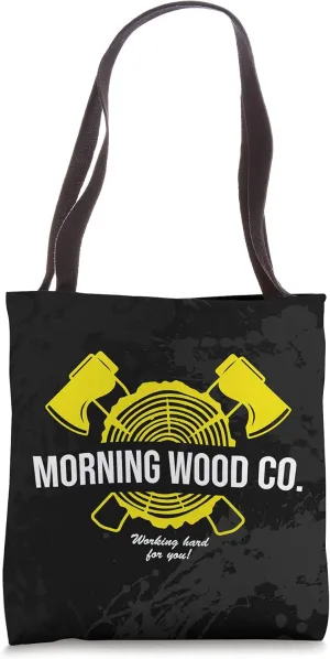 Morning Wood Company, Funny Camping Lumber Graphic Tote Bag