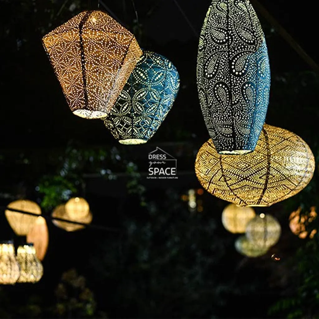 Mosaic Long Oval 20 - Dark Grey - Solar Lantern