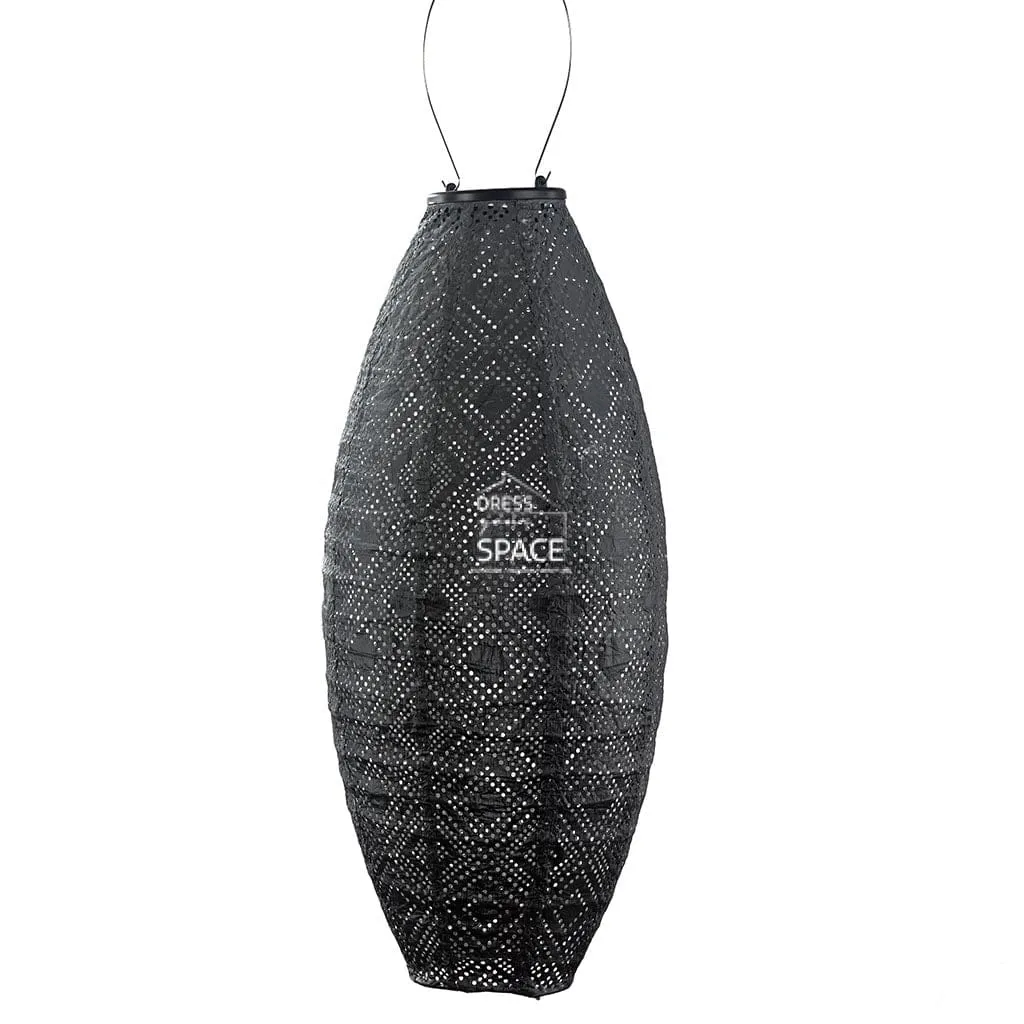 Mosaic Long Oval 20 - Dark Grey - Solar Lantern