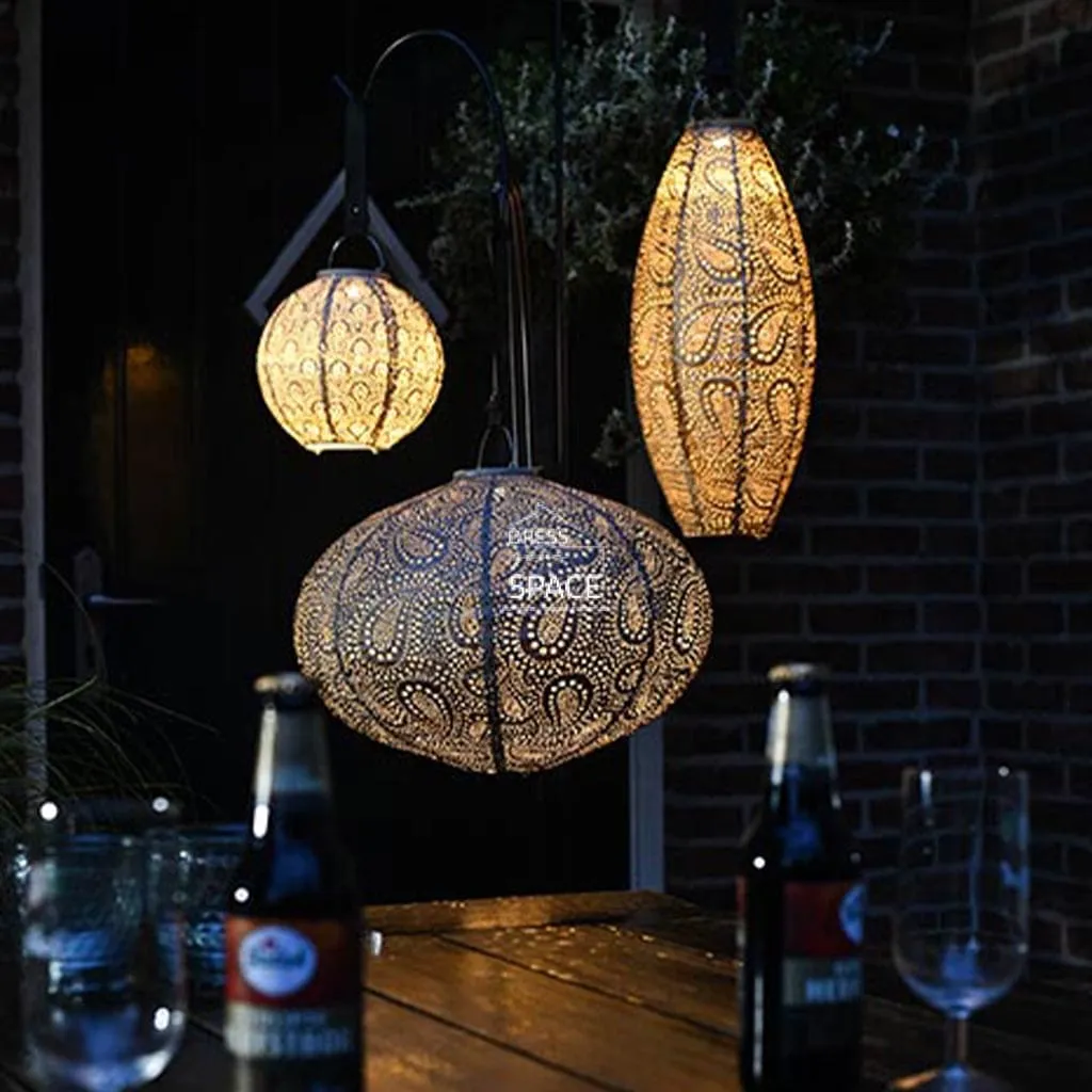 Mosaic Long Oval 20 - Dark Grey - Solar Lantern
