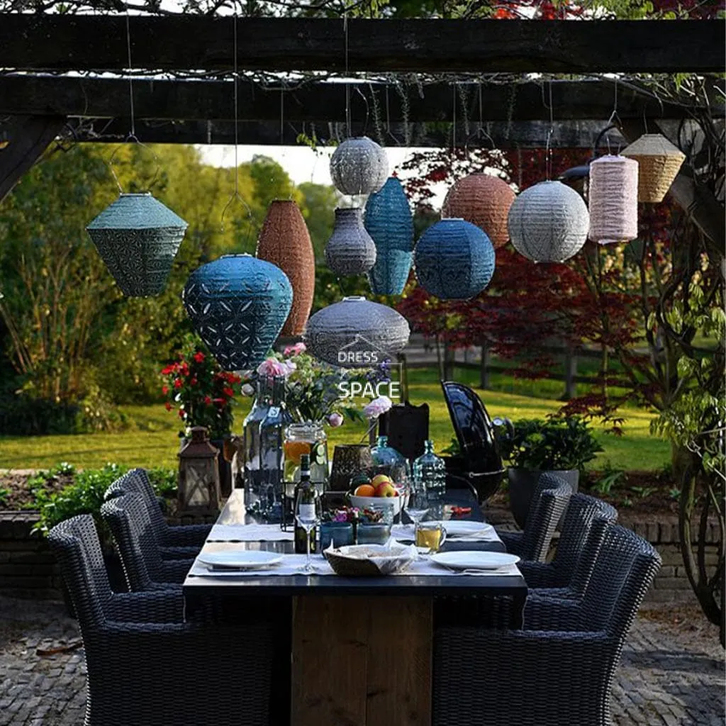 Mosaic Long Oval 20 - Dark Grey - Solar Lantern