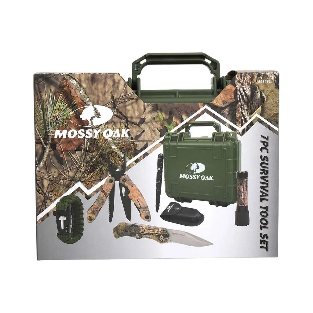 Mossy Oak 7 Piece Survival Kit with Carry Case/ Great for Emergencies