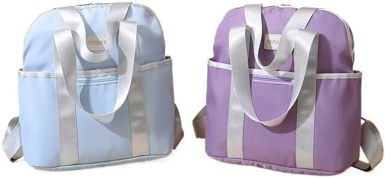 Mother And Baby Mommy Bag Waterproof Cloth Bag Fashionable Mother Out Walking Baby Bag Solid Color Waterproof(Blue)