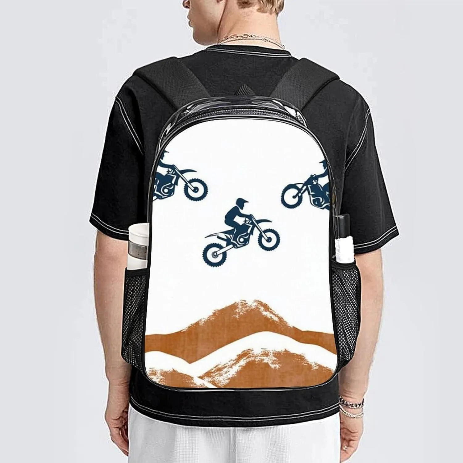 Motocross Dirt Bike Backpack Lightweight Anti-Theft Multipurpose Shoulder Bag Large Capacity Travel Hiking Backpack Transparent Bag