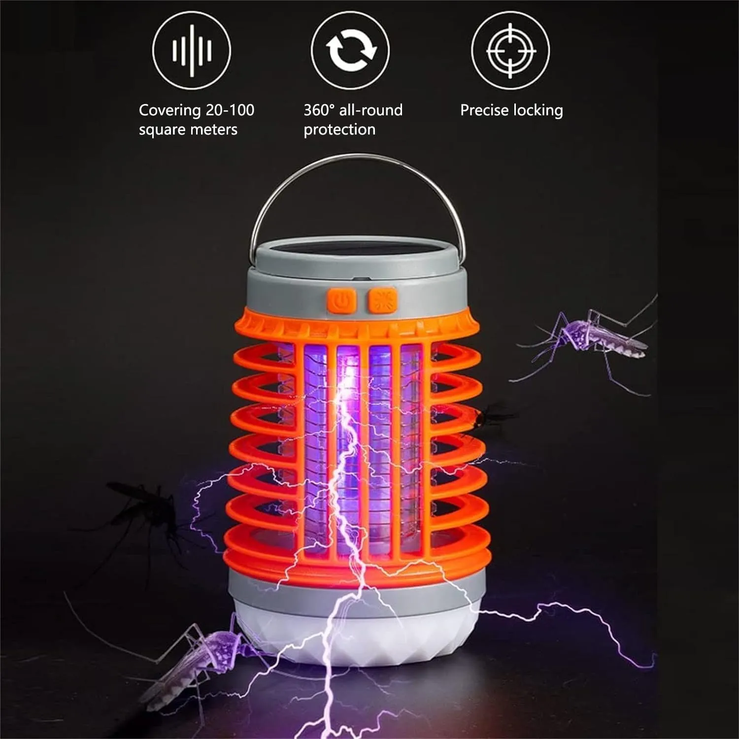 Mozz Guard Outdoor Waterproof Camping Lamp, MozzGuard Pro 2 in 1 Portable Cordless Multifunctional Hand Lantern, Solar & USB Charing and Low Noise for Indoor, Home Garden, Camping, Picnic (2 Boxes)