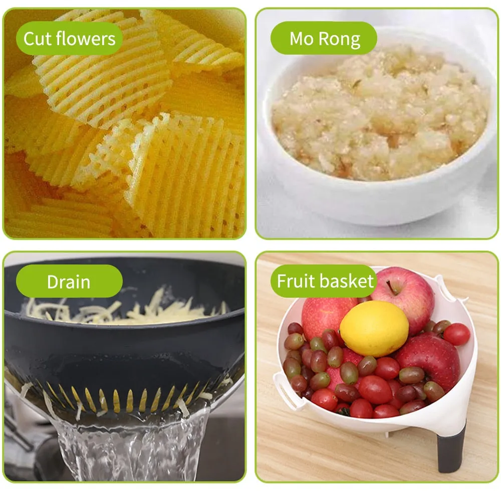 Multi function Stainless Steel Vegetable Slicer With Draining Basket