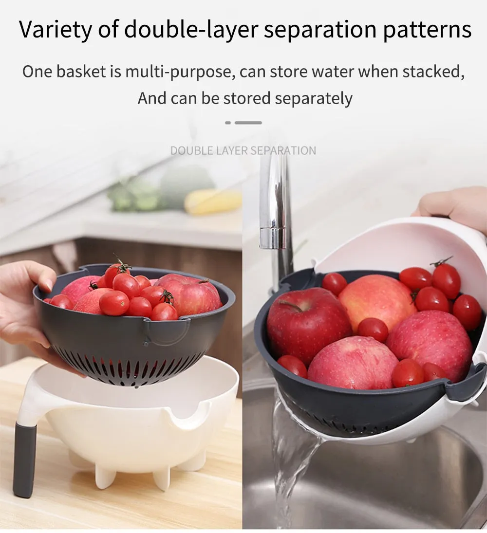 Multi function Stainless Steel Vegetable Slicer With Draining Basket