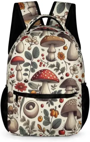 Mushroom School Backpack for Kids Girls Boys, 16 Inch Cute Mushrooms Themed Bookbag, Personality School Backpack for Students Children, Lightweight, Large Capacity