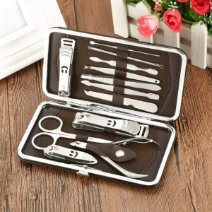 Nail Clippers Manicure Set,Travel Mini Nail Set 12 Pcs Stainless Steel Nail Art Manicure Set Tools Kits Nails Clipper Scissors Tweezer Knife Manicure Case Pedicure Set Portable Travel Beauty kit