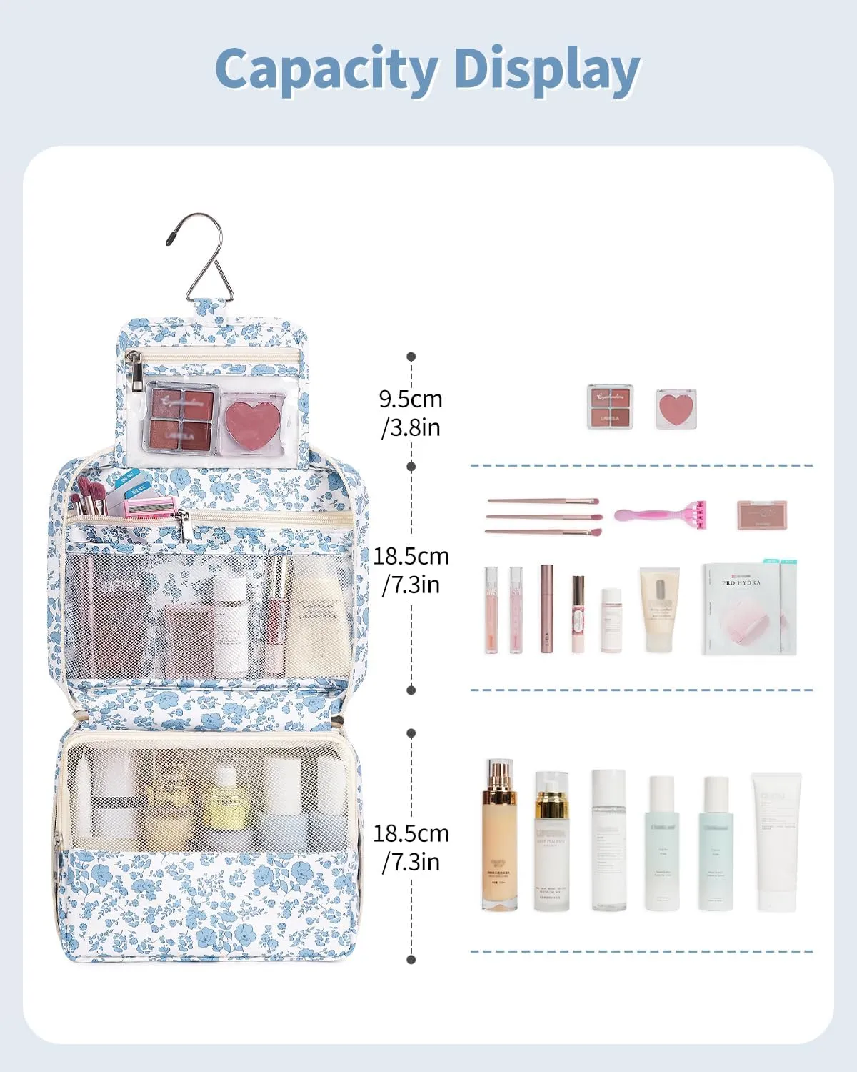 Narwey Hanging Travel Toiletry Bag Cosmetic Make up Organizer for Women and Girls Waterproof