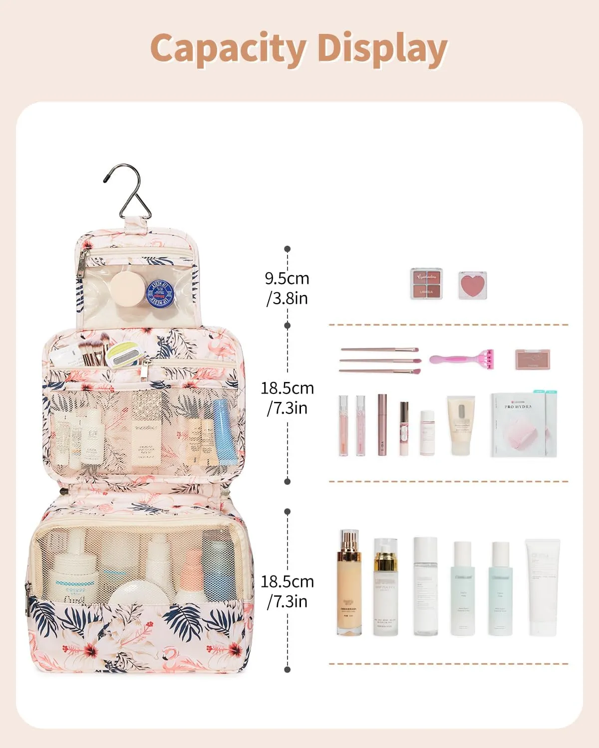 Narwey Hanging Travel Toiletry Bag Cosmetic Make up Organizer for Women and Girls Waterproof