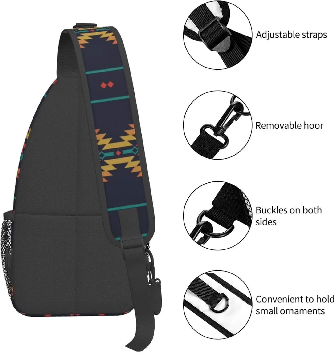 Native Southwest American Indian Aztec Small Crossbody Backpack Sling Bag For Men Women Mini One Shoulder Chest Bags Gym Sport Travel Hiking Daypack
