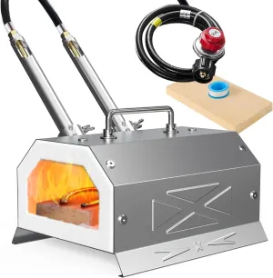 Nelyrho Propane Blacksmith Forge Kit with Dual Burners and 30PSI Regulator, Made of Stainless Steel, for Blacksmithing and Knife Making (Double Burners)