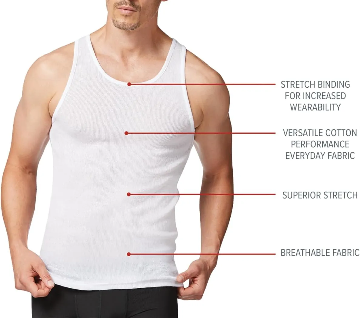 New Balance Men's Cotton Performance Rib Sleeveless Tank Top Undershirt (3 Pack Or 4 Pack)