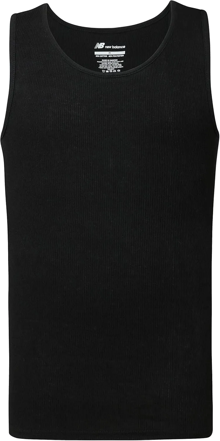 New Balance Men's Cotton Performance Rib Sleeveless Tank Top Undershirt (3 Pack Or 4 Pack)