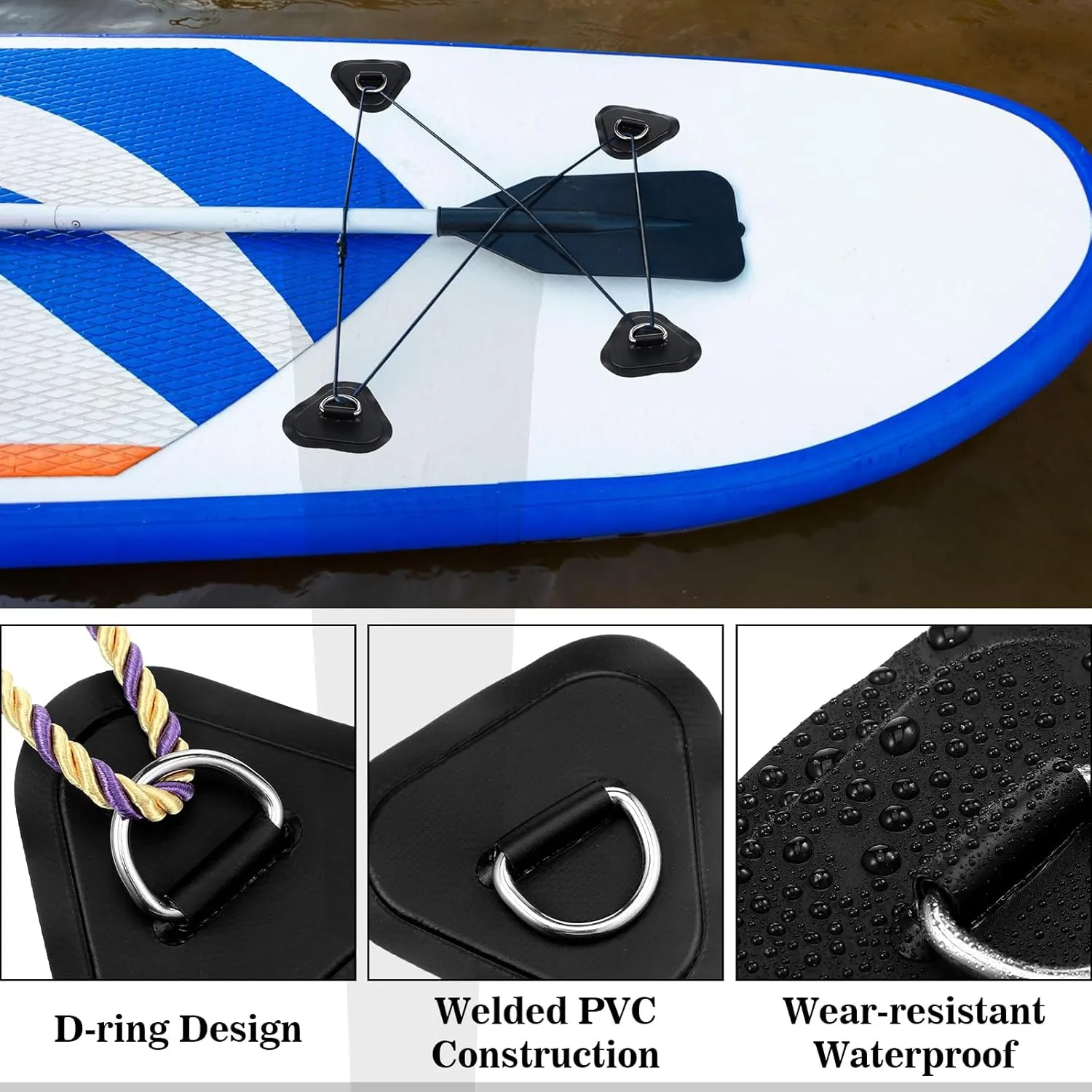 Newwiee 10 D Ring PVC Patch for Inflatable Boat With10 Liquid Waterproof Repair Patch Cement Inflatable Repair Set for Inflatable Boat Dinghy Sup Kayak Surfboard Rafting Canoe