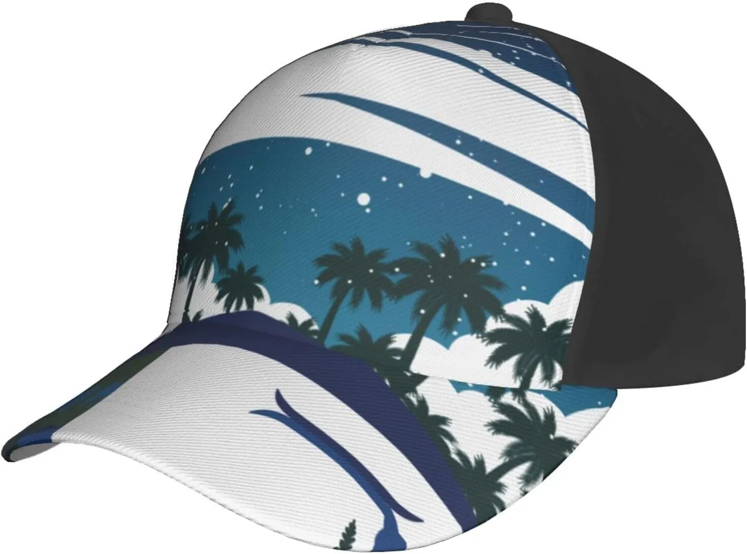 Night View Beach Landscape Baseball Cap Men Women Baseball Caps Adjustable Outdoor Casual Sun Hat Breathable Sports Trucker Dad Hats Black