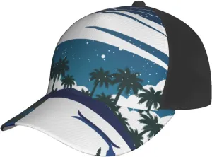 Night View Beach Landscape Baseball Cap Men Women Baseball Caps Adjustable Outdoor Casual Sun Hat Breathable Sports Trucker Dad Hats Black