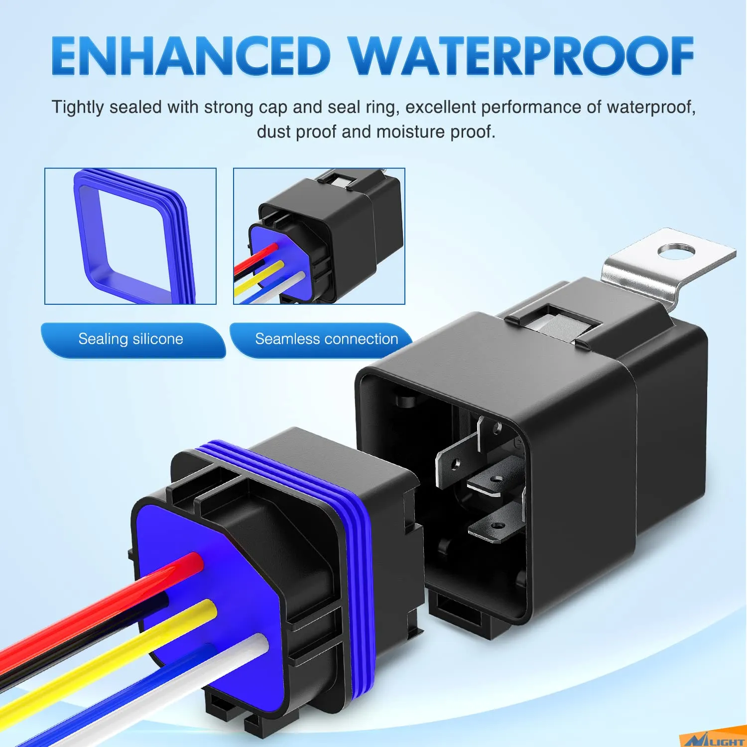 Nilight 50044R 5 Pack Waterproof 40/30 AMP Heavy Duty 12 AWG Tinned Copper Wires 5-PIN SPDT Bosch Style 12V Automotive Relay and Harness Set