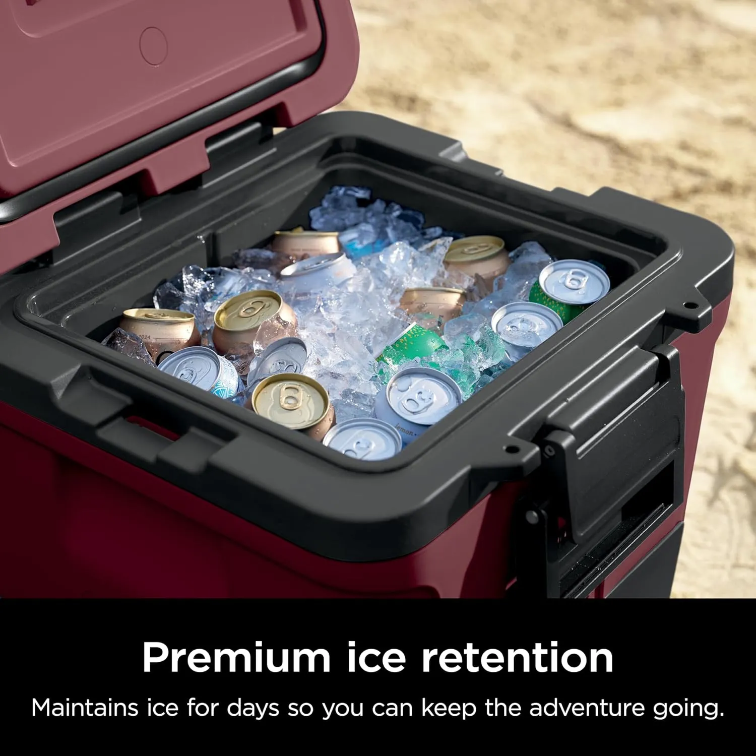 Ninja | Cooler | FrostVault 30QT Cooler with Wheels | Insulated with Temp Dry Storage Drawer | Keeps Ice Cold for Days | for The Beach, Camping, Picnics & More | Canyon Red | FB230MR
