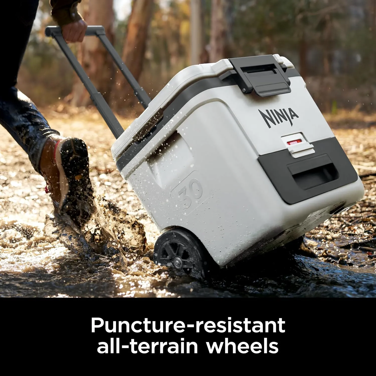 Ninja | Cooler | FrostVault 30QT Cooler with Wheels | Insulated with Temp Dry Storage Drawer | Keeps Ice Cold for Days | for The Beach, Camping, Picnics & More | Cloud White | FB230WH