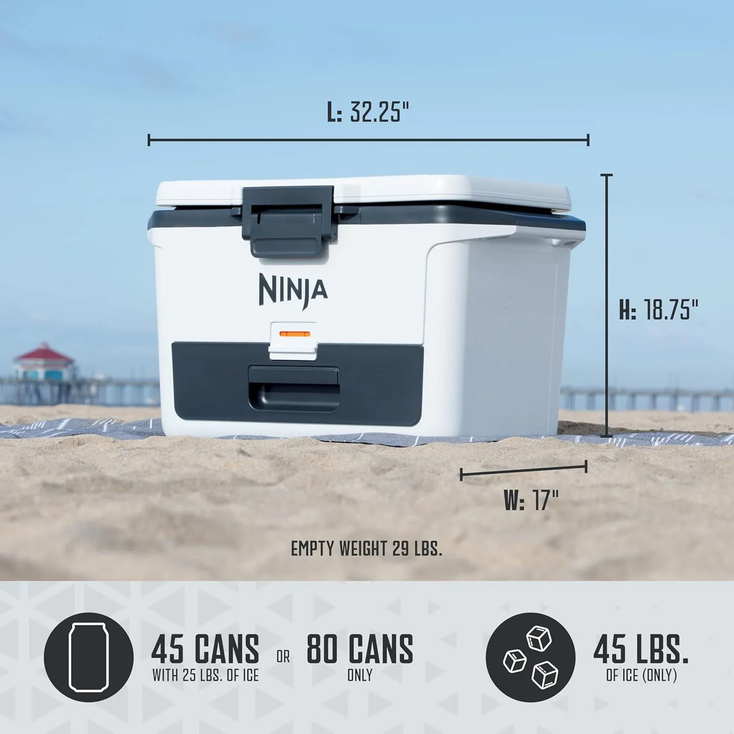 Ninja FB151WH FrostVault 50qt Hard Cooler with Dry Zone, Integrated Fridge-Temp Dry Storage Drawer, Premium Heavy-Duty Insulated Cooler, Keeps Ice for Days, Cloud White