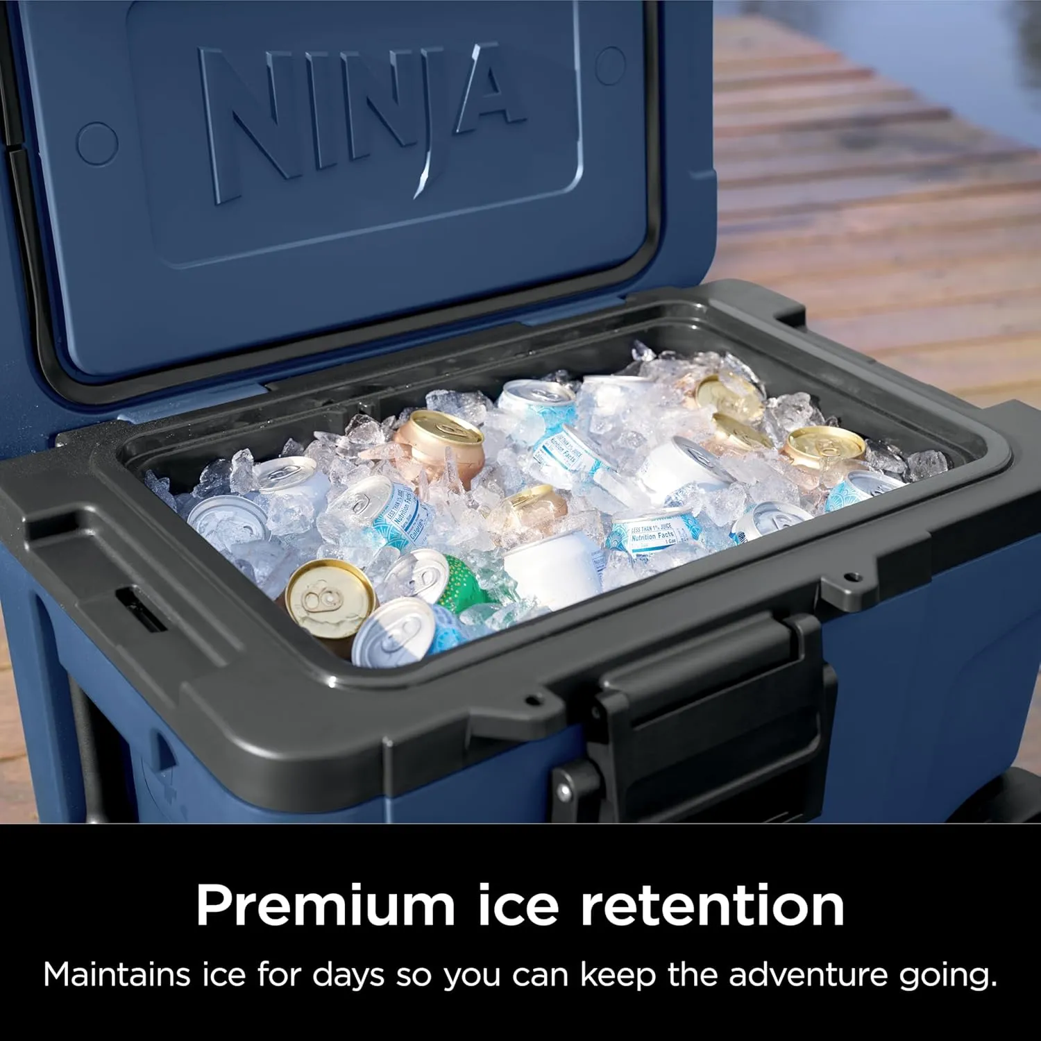 Ninja FrostVault 45qt Wheeled Cooler with Dry Zone, Integrated Fridge-Temp Dry Storage Drawer, Premium Heavy-Duty Insulated Cooler, Keeps Ice for Days, Lakeshore Blue, FB245BL