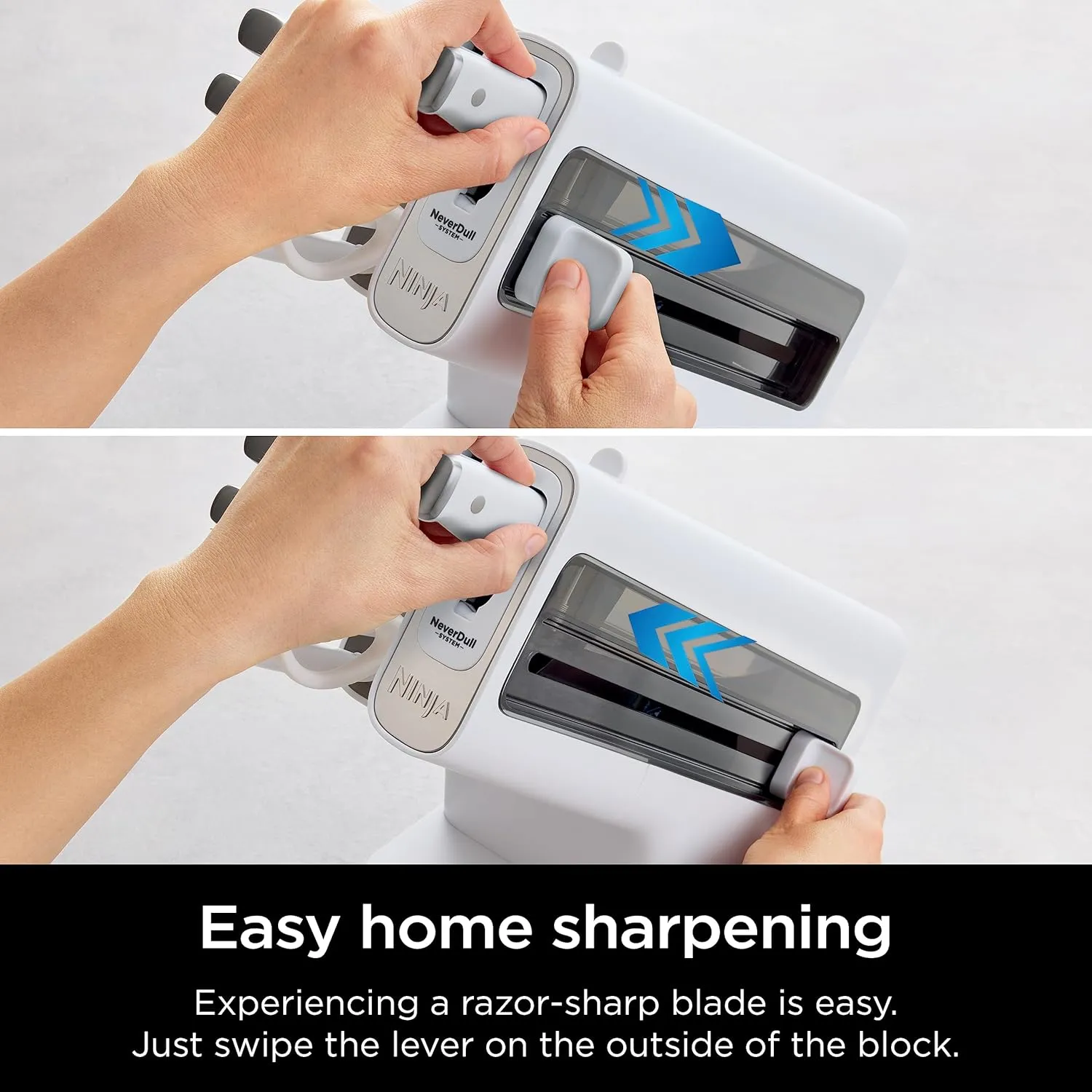 Ninja K12007WHBN NeverDull 7-Piece Prep Knife System, Essential, High Carbon Stainless Steel, Built-in Sharpener, White