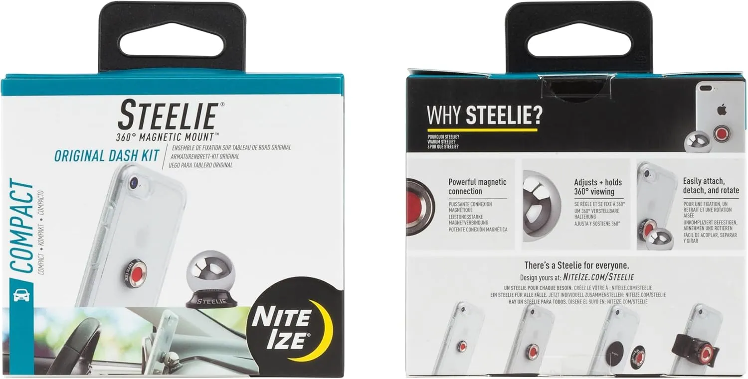 Nite Ize Steelie Original Dash Kit - Magnetic Phone Mount for Car Dashboard - Car Phone Holder with Strong Steelie Magnet & 3M VHB Adhesive