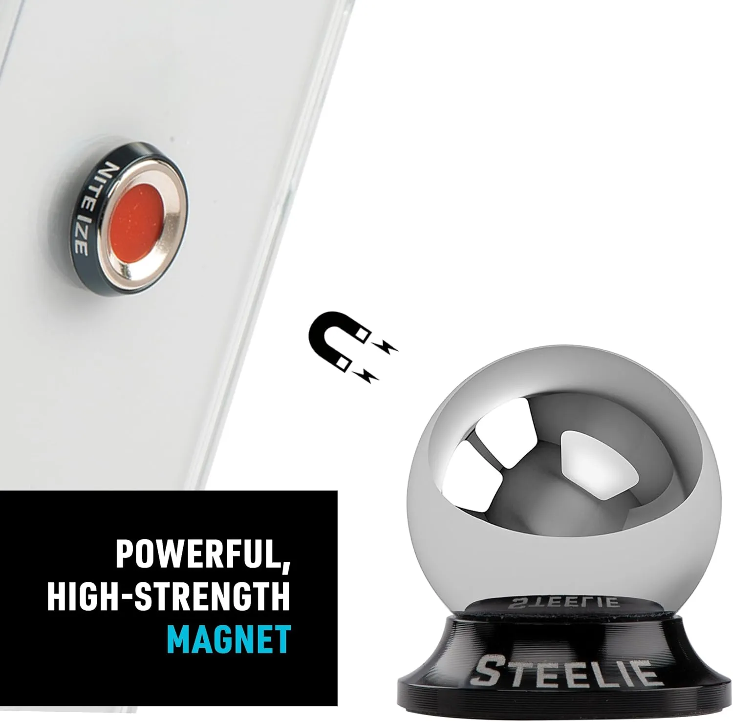 Nite Ize Steelie Original Dash Kit - Magnetic Phone Mount for Car Dashboard - Car Phone Holder with Strong Steelie Magnet & 3M VHB Adhesive