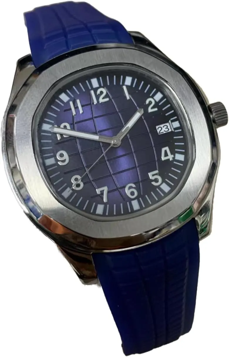 NO Logo NH35 Automatic Watches for Men Japanese Mechanical Wristwatch Calendar Rubber Strap 3ATM Water Resistant Men's Watch 42MM