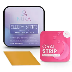 NUKA Sleepy Strips | Fast-Dissolving Sleep Strips with Melatonin, Chamomile & Lavender | Natural Sleep Support | Sugar-Free Raspberry Flavor | Portable Sleep Aid for Relaxation | 30 Strips