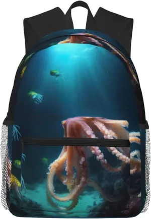 octopus College Backpack For Women Men,Lightweight Travel Bag Backpack With Pockets