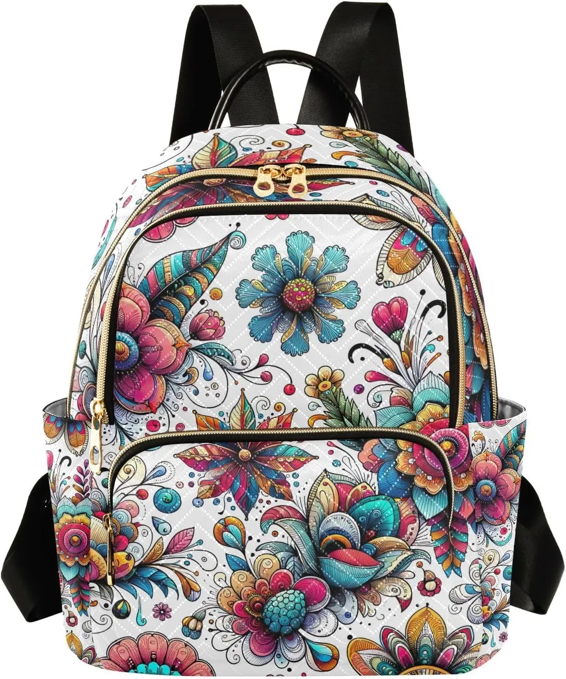 ODAWA Colorful Boho Floral Backpack Purses Quilted Travel Backpack Purse