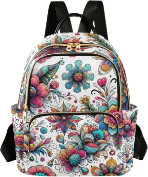 ODAWA Colorful Boho Floral Backpack Purses Quilted Travel Backpack Purse