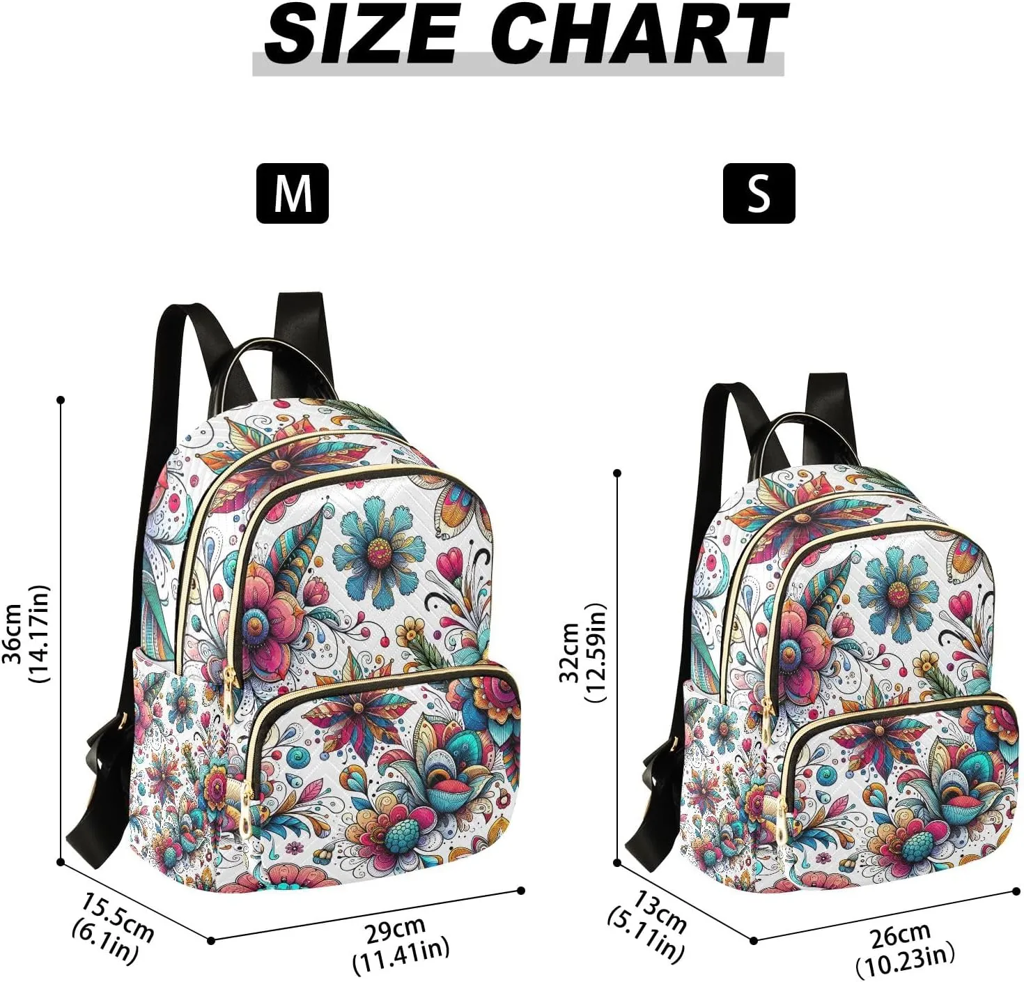 ODAWA Colorful Boho Floral Backpack Purses Quilted Travel Backpack Purse