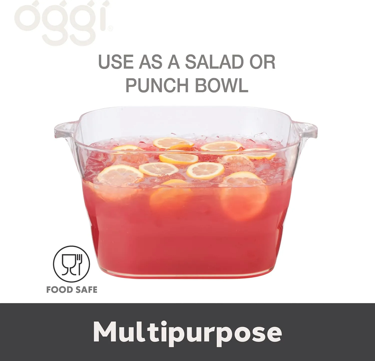 OGGI Acrylic Square Party Tub - Clear Beverage Cooler w/Handles, Wine Cooler, Beer Chiller, Ideal Party Tubs for Drinks, Use Ice Tub for Indoor or Outdoor Bars, 16.75" x 14"