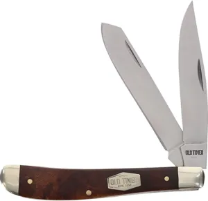 Old Timer 94OTW Gunstock Trapper 6.9in Traditional Folding Pocket Knife with 2 High Carbon SS Blades, Desert Iron Wood Handle, and Convenient Size for EDC, Hunting, Camping, Whittling, and Outdoors