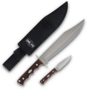 Old Timer Schrade 10 Inch blade Bowie Knife 3.5 inch Fixed Blade Combo – Full Tang Stainless Steel, Premium Saw Cut Handle, Ideal for Outdoor, Hunting, Survival, and Collecting