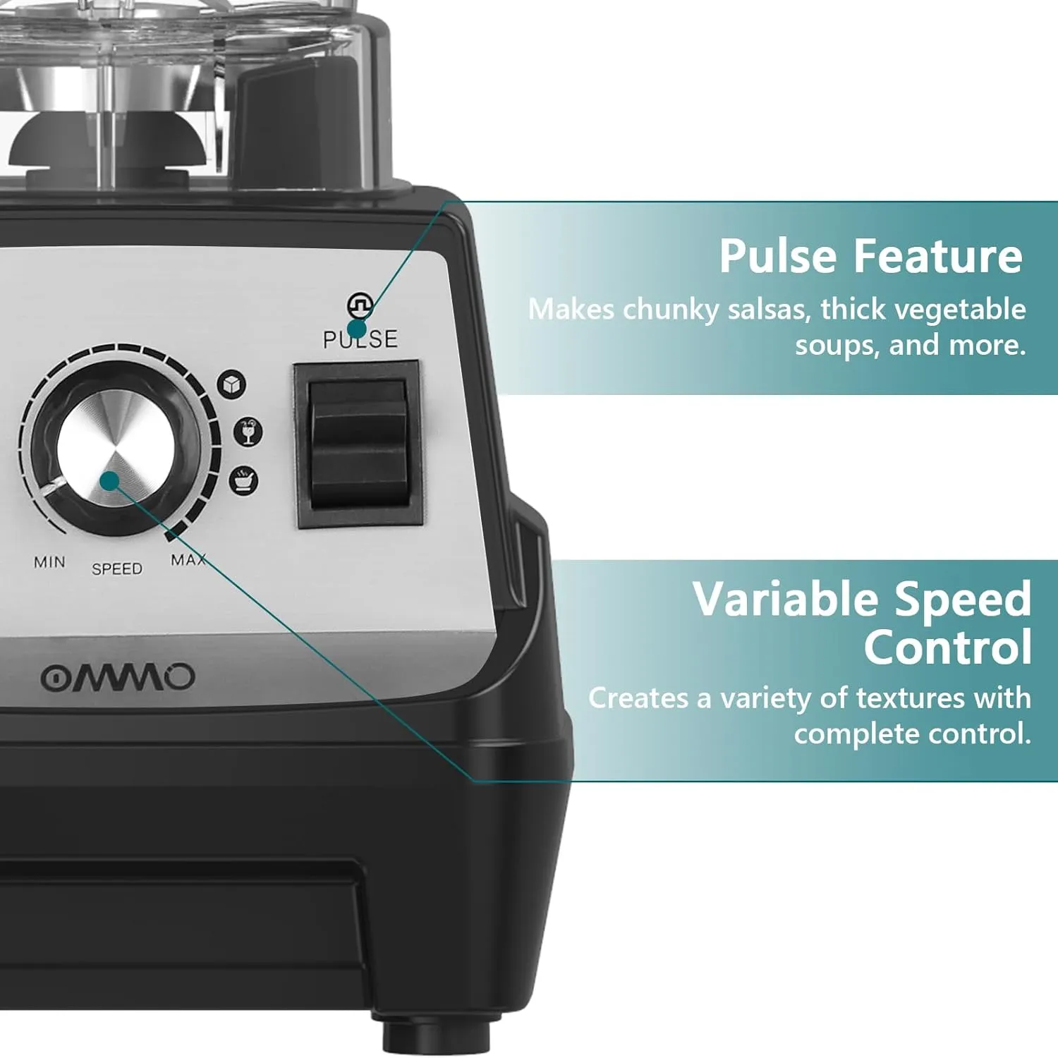 OMMO Blender 1800W, Professional High Speed Countertop Blender with Durable Stainless Steel Blades, 60oz BPA Free Blender for Shakes and Smoothies, Nuts, Ice and Fruits, Dishwasher Safe, Large