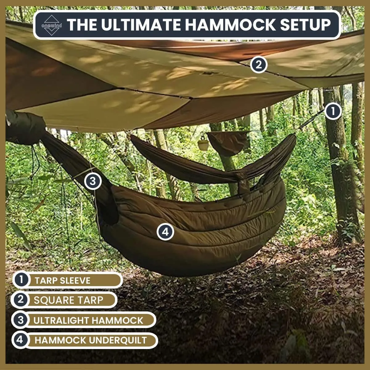 Onewind Versatile Hammock Gear Sling or Backpack Rain Cover, Ultralight Waterproof Underbelly Gear Storage to Place Backpack, Clothes, Quilt, Food or 50L Packing Cover, Hammock Protector