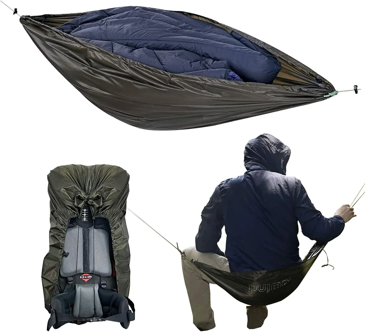 Onewind Versatile Hammock Gear Sling or Backpack Rain Cover, Ultralight Waterproof Underbelly Gear Storage to Place Backpack, Clothes, Quilt, Food or 50L Packing Cover, Hammock Protector