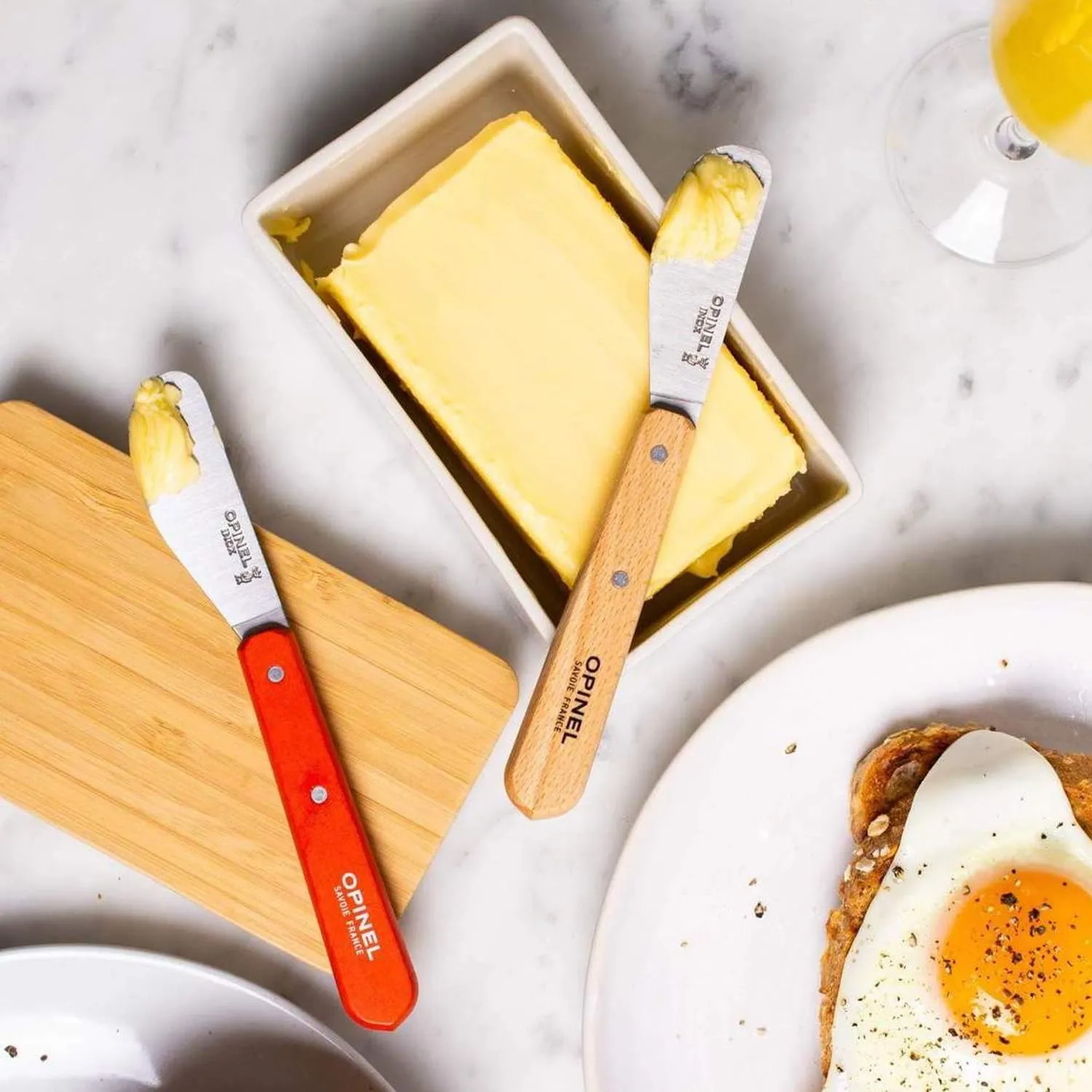 OPINEL Essential No.117 Spreading   Butter Knife, Painted Hornbeam Wood Handles, Made in France (Natural)